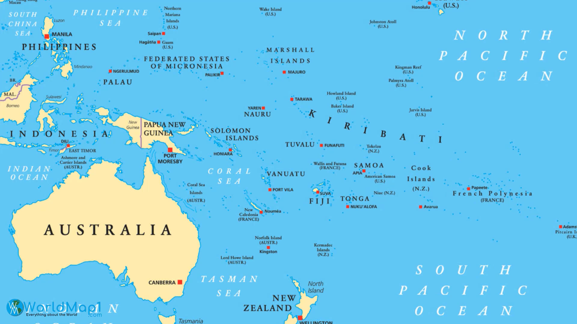 Australia and Oceania Political Map